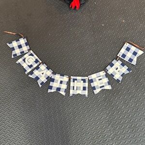 Target Bullseye Playground Gather Fabric Garland Navy and White Plaid